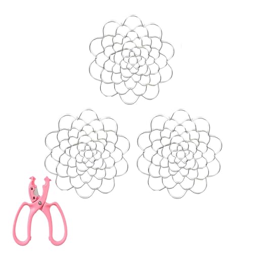 sloiaz Blumengitter-Organizer aus Edelstahl, Blumenarrangement-Halter, kräftiges Gitter, wiederverwendbar, Blumenfrosch, Draht-Arrangement-Drehung for Vasen, Blumenstängel(Silver,4+5+6 inch) von sloiaz