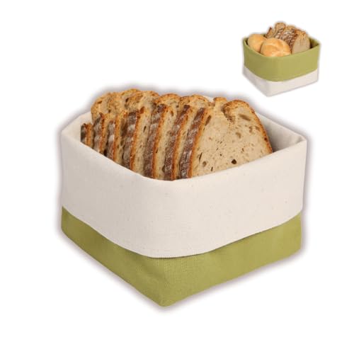 slowroom Brötchenkorb aus Baumwolle oder Halbleinen - Zweiseitig Brotkörbchen - Brotkorb Modern Quadratisch 12.5 x 12.5 - Brotkorb Stoff Anpassbar 8-13 cm hoch, Olive slowroom Brötchenkorb aus Baumwolle oder Halbleinen - Zweiseitig Brotkörbchen - Brotkorb Modern Quadratisch 12.5 x 12.5 - Brotkorb Stoff Anpassbar 8-13 cm hoch, Olive von slowroom