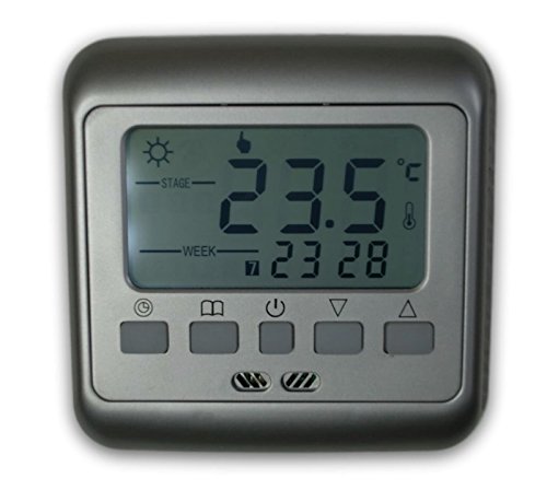 SM-PC®, Raumthermostat Thermostat Silber programmierbar Digital weiße Hintergrundbeleuchtung #860 von SM-PC