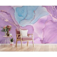 Lila Und Blaue Marmor Tapete Abnehmbares Peel-N-stick Abstraktes Flüssiges Kunstwandbild Für Schlafzimmer, Wohnzimmerakzentwand, Marmorbeschaffenheit von smArtArea