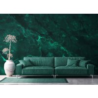 Smaragdgrüne Marmortapete Schälen Und Stick Abnehmbares Abstraktes Dunkles Tapeten-Aquarellwandbild Für Wohnzimmer, Akzentwand, Kinderzimmerdekor von smArtArea