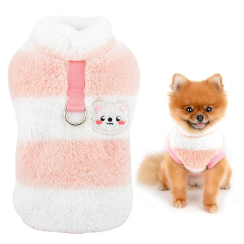 SMALLEE_Lucky_Store Gestreifter Hunde-Fleecepullover Welpenpullover Sweatshirt weich warm Haustier kaltes Wetter Mantel für kleine Hunde Katzen mit Leinenring Yorkie Chihuahua Herbst Winterkleidung, SMALLEE_Lucky_Store Gestreifter Hunde-Fleecepullover Welpenpullover Sweatshirt weich warm Haustier kaltes Wetter Mantel für kleine Hunde Katzen mit Leinenring Yorkie Chihuahua Herbst Winterkleidung, von smalllee_lucky_store