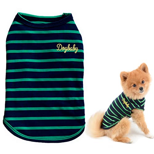 SMALLLEE_LUCKY_STORE Hunde-Camping-Shirts für kleine Hunde, Chihuahua, Kleidung, gestreift, Grün, XL von smalllee_lucky_store