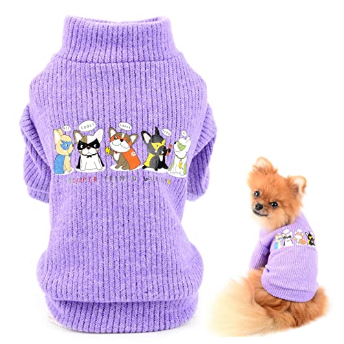 SMALLLEE_LUCKY_STORE Haustier-Rollkragenpullover, Strickpullover, Sweatshirt für kleine Hunde, Katzen, Welpen, Yorkie, Chihuahua, warme Winterkleidung von smalllee_lucky_store