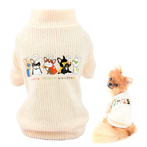 SMALLLEE_LUCKY_STORE Haustier-Rollkragenpullover, Strickpullover, Sweatshirt für kleine Hunde, Katzen, Welpen, Yorkie, Chihuahua, warme Winterkleidung von smalllee_lucky_store