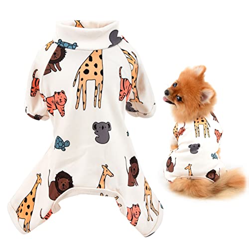 SMALLLEE_Lucky_Store Haustierkleidung, niedlicher Cartoon-Welpen-Schlafanzug aus Baumwolle für kleine und mittelgroße Hunde, Katzen, Indoor-Overall, Nachtwäsche, Outfit für Yorkie Chihuahua von smalllee_lucky_store