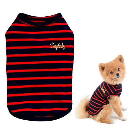SMALLLEE_LUCKY_STORE Hundebekleidung für kleine Hunde, gestreift, Baumwolle, Schwarz von smalllee_lucky_store