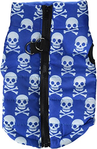 SMALLLEE_LUCKY_STORE BFL049-Blue-M Hundegeschirr, weich, gepolstert, für kleine Hunde, mit Totenkopf-Motiv, Größe M, Blau von smalllee_lucky_store