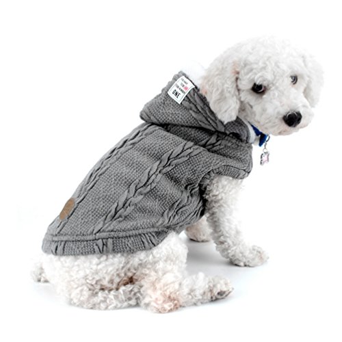 smalllee_lucky_store Hundepullover Hundestrickjacke Hoodie Wintermantel Warm Pet Kleidung für kleine Hunde Welpen Mops Französisch Bulldoggen Grau XXL von smalllee_lucky_store