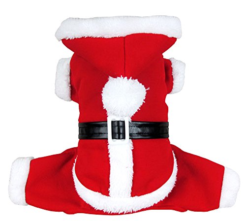 smalllee_lucky_store Weihnachtsmann-Kostüm für Hunde oder Katzen mit Kapuze, Größe M von smalllee_lucky_store