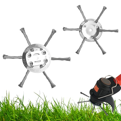 2 x robuster Stahldraht-Rasentrimmerkopf – 230 mm Universal-Freischneider-Aufsatz für Benzin-Rasenmäher, langlebiges Knotendraht-Design, Gartenrasentrimmer-Schneidkopf (6 Köpfe) von smallwell
