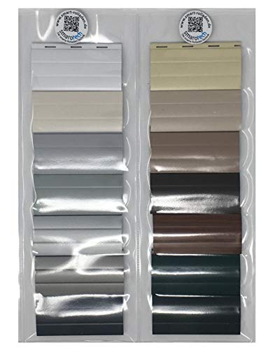 Farbmuster bestehend aus unterschidlich farbigen Mini 8/37 mm ALU-Rolladenlamellen von smarotech® Made in Germany (Mini Aluminium, Farbmuster mit verschiedenen Farben) von smarotech - Made in Germany