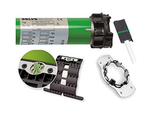 smarotech® Rollladen-Nachrüstset: Rohrmotor Selve SEL Plus 2/10 inkl. Einbruchschutz durch patentierte SecuBlock, Universallager, Anschlusskabel und SW 60 Adapter. (SEL Plus 2/10 mit 3 St. SecuBlock) von smarotech - Made in Germany