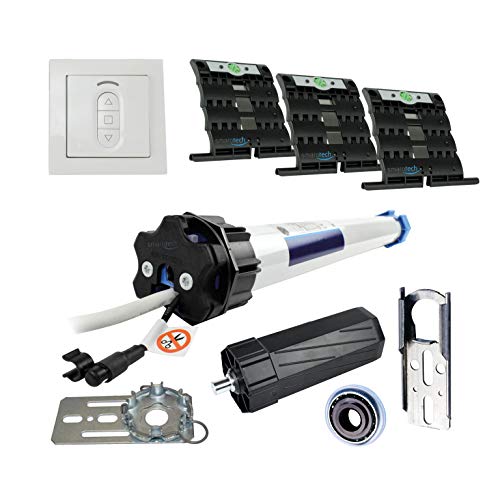 Nachrüstset mit smarotech® Montageset SW60 zum Modernisieren von Gurt/Kurbel mit Funk-Rollladenmotor (Montageset, Becker R12-C01, Wandsender) von smarotech