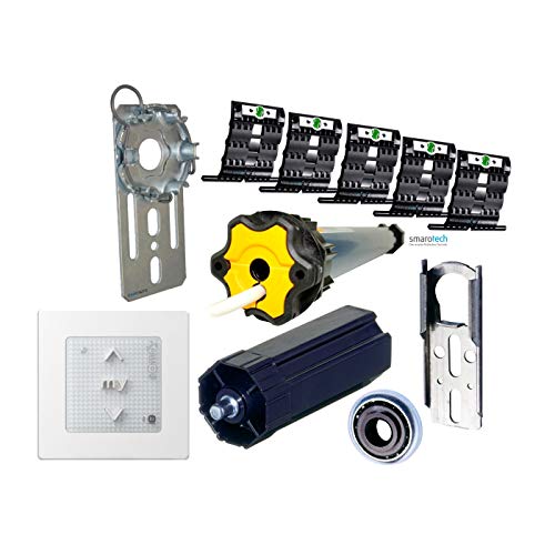 Nachrüstset mit smarotech® Montageset SW60 zum Modernisieren von Gurt/Kurbel mit Funk-Rollladenmotor (Montageset, Oximo io 15/17, Wandsender) von smarotech