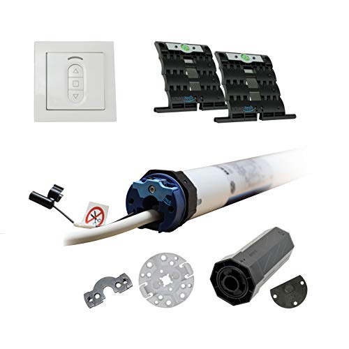 smarotech® Nachrüstset zum Modernisieren von Gurt/Kurbel: smarotech® Montageset SW40 (für 40mm 8-kant-Wellen) inkl. Becker Rollladenmotor P5-16-C01 (bis 2,1m²) und Centronic EasyControl EC411 von smarotech