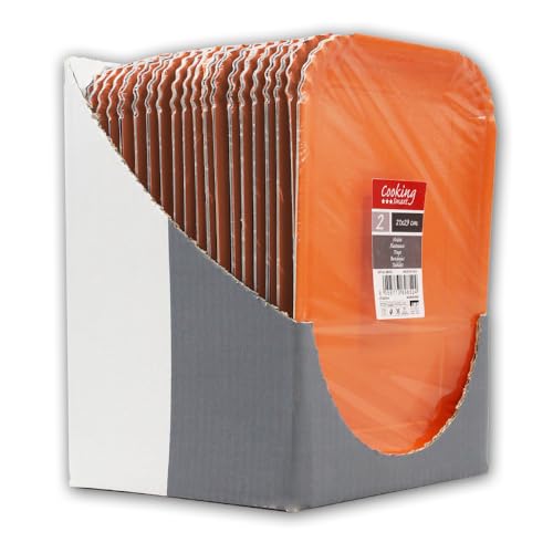 Packung mit 20 rechteckigen Tabletts aus laminiertem Karton, hergestellt in Italien, Größe 21 x 29 cm, insgesamt 40 Stück, Farbe: Orange von smart