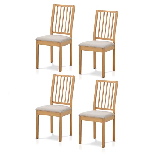 smart 4er Set Esszimmerstühle Küchenstuhl Massivholz - Skandi Look im Landhausstil, gepolstert mit Mikrofaser, bis 120 kg belastbar, fertig montiert, Polsterstuhl Buche von smart