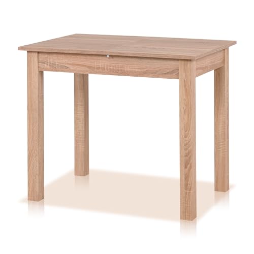 smart Esstisch 60x90 cm Eiche, Küchentisch ausziehbar bis 130 cm, Esszimmertisch aus Holzwerkstoff inkl. erweiterbare Auszugsplatte, moderner Tisch für bis zu 6 Personen von smart