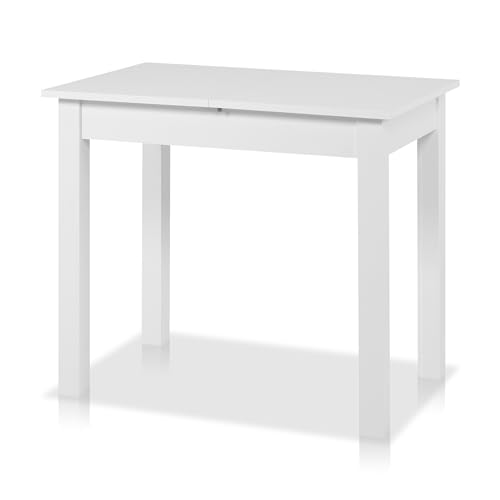 smart Esstisch 60x90 cm Weiß, Küchentisch ausziehbar bis 130 cm, Esszimmertisch aus Holzwerkstoff inkl. erweiterbare Auszugsplatte, moderner Tisch für bis zu 6 Personen von smart