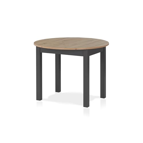smart Esstisch Rund 100 cm Asteiche, Küchentisch ausziehbar bis 140 cm, Esszimmertisch aus Holzwerkstoff inkl. erweiterbare Auszugsplatte, moderner Tisch für bis zu 6 Personen von smart