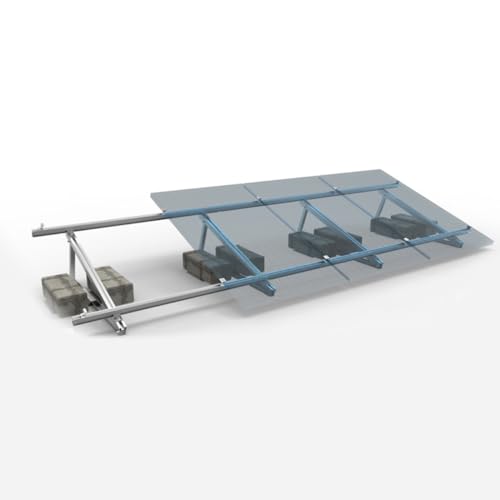 Montagesystem für Flachdach 4 Solarmodule 1-reihige Hochkante-Verlegung 10°-15° verstellbar von smartEC