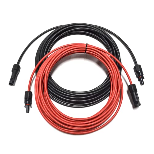 Solarkabel Verlängerungskabel Solarstecker schwarz rot 4-6mm² mit Solarstecker Solarmodule Solar Photovoltaik flexibel UV-beständig (2x 12m 6mm²) von smartEC