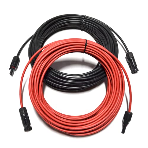 Solarkabel Verlängerungskabel Solarstecker schwarz rot 4-6mm² mit Solarstecker Solarmodule Solar Photovoltaik flexibel UV-beständig (2x 20m 6mm²) von smartEC
