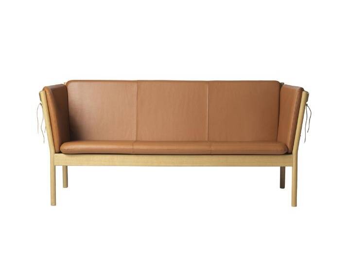 FDB Møbler J149 Sofa 3-Sitzer, eiche natur / leder cognac von smartambiente