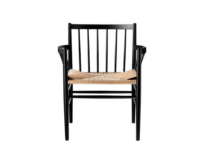 FDB Møbler J81 Armlehnstuhl, buche schwarz / naturgeflecht von smartambiente