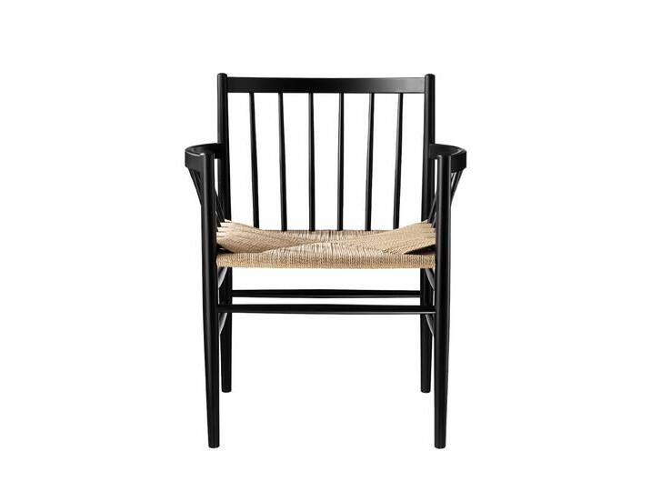 FDB Møbler J81 Armlehnstuhl, buche schwarz / naturgeflecht von smartambiente