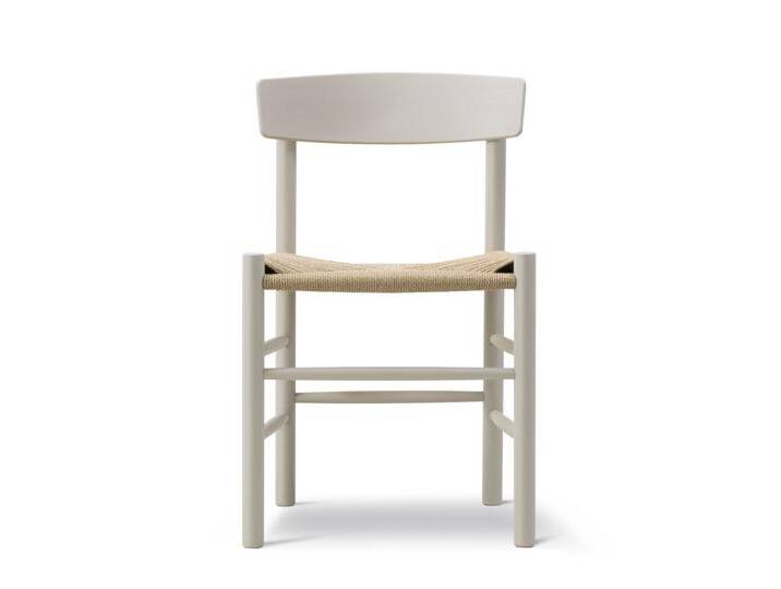 Fredericia J39 Mogensen Stuhl, buche pebble grey / sitz schnurgeflecht natur von smartambiente