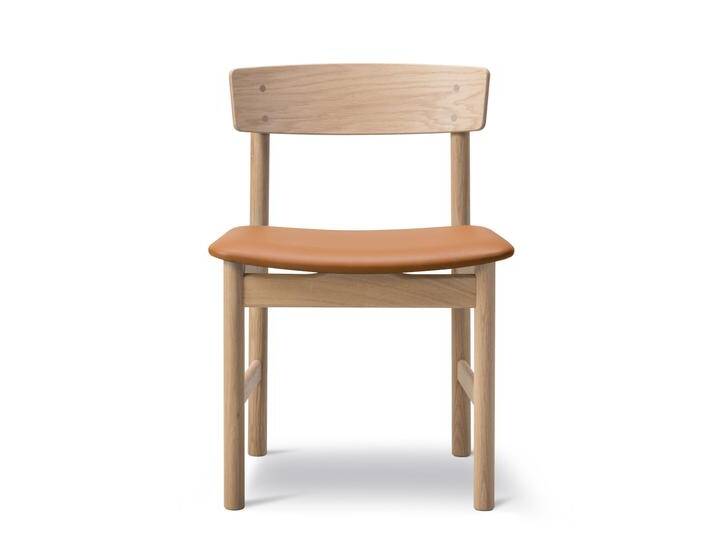 Fredericia Mogensen 3236 Stuhl, eiche geseift / leder cognac von smartambiente