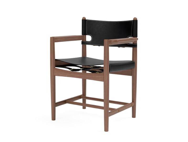 Fredericia The Spanish Dining Chair mit Armlehnen, eiche geräuchert und geölt / leder schwarz von smartambiente