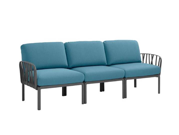 Nardi Komodo Gartensofa 3-Sitzer, anthrazit / adriatic sunbrella von smartambiente