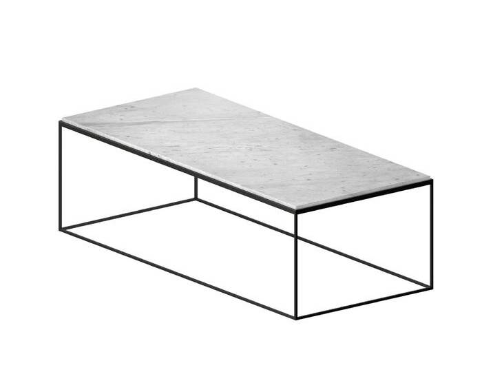 Zeus Slim Marble Couchtisch, 118 x 53 cm, schwarz / carrara marmor weiß von smartambiente