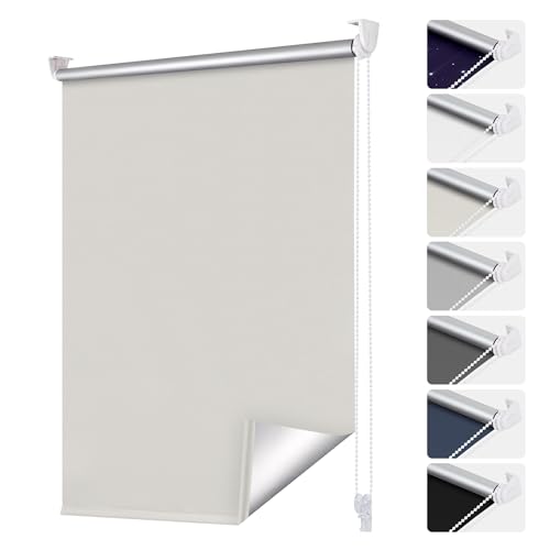 smartdemo Verdunklungsrollo ohne Bohren & mit Bohren, Klemmrollo Fensterrollo Creme 100x160cm (BxH), Thermorollo Sichtschutz und Sonnenchutz, Klemmrollo rollos für Fenster & Tür von smartdemo