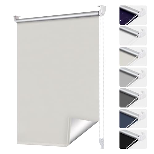 smartdemo Verdunklungsrollo ohne Bohren & mit Bohren, Klemmrollo Fensterrollo Creme 95x150cm(BxH), Thermorollo Sichtschutz und Sonnenchutz, Klemmrollo rollos für Fenster & Tür von smartdemo