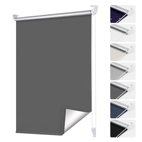 smartdemo Verdunklungsrollo ohne Bohren & mit Bohren, Klemmrollo Fensterrollo Dunkelgrau 110x220cm (BxH), Thermorollo Sichtschutz und Sonnenchutz, Klemmrollo rollos für Fenster & Tür von smartdemo