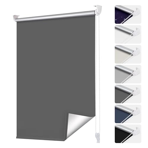 smartdemo Verdunklungsrollo ohne Bohren & mit Bohren, Klemmrollo Fensterrollo Dunkelgrau 85x120cm(BxH), Thermorollo Sichtschutz und Sonnenchutz, Klemmrollo rollos für Fenster von smartdemo