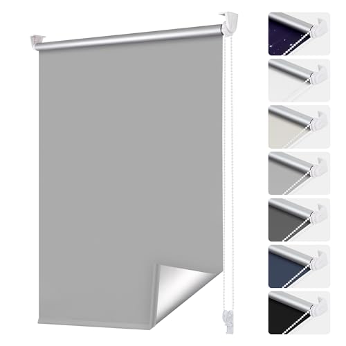 smartdemo Verdunklungsrollo ohne Bohren & mit Bohren, Klemmrollo Fensterrollo Grau 105x230cm(BxH), Thermorollo Sichtschutz und Sonnenchutz, Klemmrollo rollos für Fenster & Tür von smartdemo
