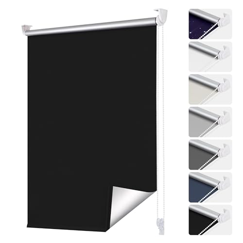 smartdemo Verdunklungsrollo ohne Bohren & mit Bohren, Klemmrollo Fensterrollo Schwarz 100x150cm (BxH), Thermorollo Sichtschutz und Sonnenchutz, Klemmrollo rollos für Fenster & Tür von smartdemo