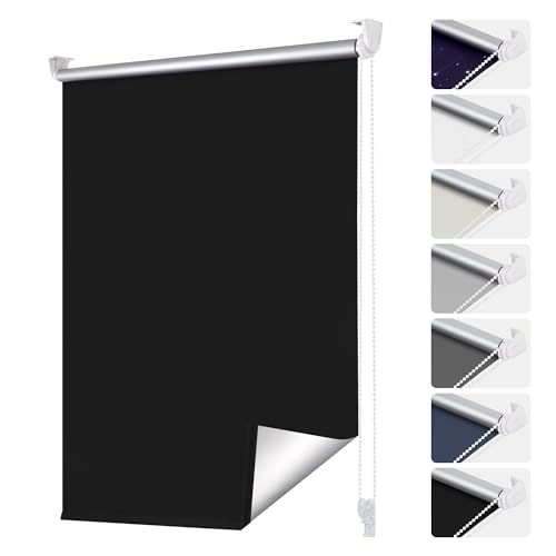 smartdemo Verdunklungsrollo ohne Bohren & mit Bohren, Klemmrollo Fensterrollo Schwarz 110x150cm(BxH), Thermorollo Sichtschutz und Sonnenchutz, Klemmrollo rollos für Fenster & Tür von smartdemo