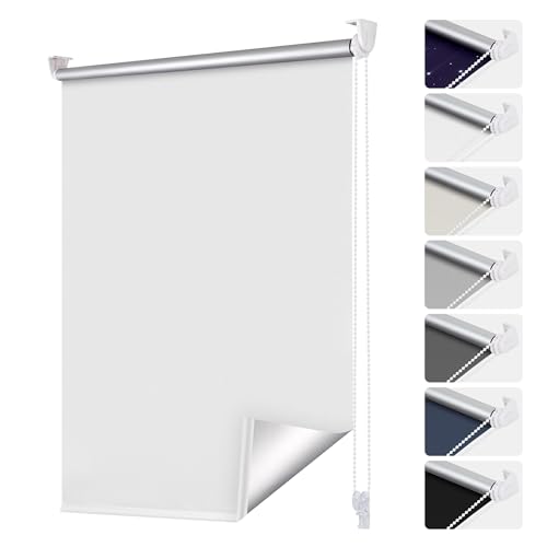 smartdemo Verdunklungsrollo ohne Bohren & mit Bohren, Klemmrollo Fensterrollo Weiß 105x220cm (BxH), Thermorollo Sichtschutz und Sonnenchutz, Klemmrollo rollos für Fenster & Tür von smartdemo