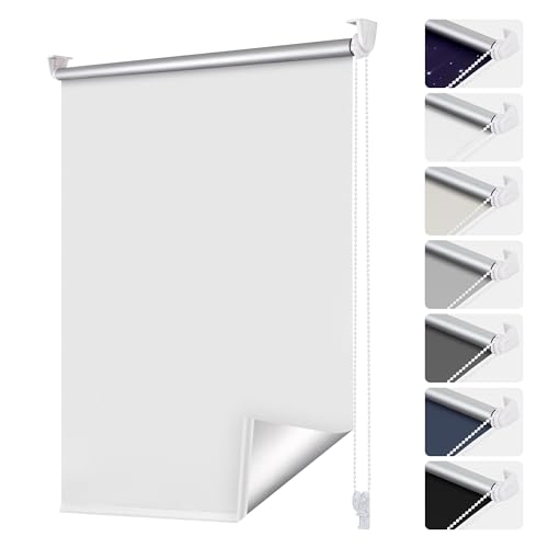smartdemo Verdunklungsrollo ohne Bohren & mit Bohren, Klemmrollo Fensterrollo Weiß 60x150cm(BxH), Thermorollo Sichtschutz und Sonnenchutz, Klemmrollo rollos für Fenster & Tür von smartdemo