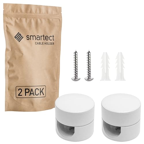 smartect Aluminium Wand- und Deckenpins für Textilkabel [2 Stück, Weiß] Deckenbefestigung mit Schrauben und Dübeln, Affenschaukel Aufputz-Kabelhalter für eigenes DIY Projekt von smartect