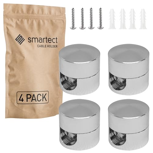 smartect Aluminium Wand- und Deckenpins für Textilkabel [4 Stück, Metall] Deckenbefestigung mit Schrauben und Dübeln, Affenschaukel Aufputz-Kabelhalter für eigenes DIY Projekt von smartect