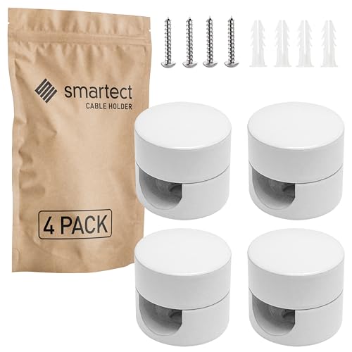 smartect Aluminium Wand- und Deckenpins für Textilkabel [4 Stück, Weiß] Deckenbefestigung mit Schrauben und Dübeln, Affenschaukel Aufputz-Kabelhalter für eigenes DIY Projekt von smartect