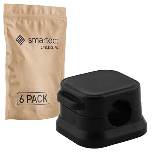 smartect Kabelhalter selbstklebend mit Magnetverschluss in Schwarz [6 Stück] Kabelwandklemmen zum fixieren von USB-, Strom- und Ladekabeln, Kabelclips für Kabelmanagement am Schreibtisch von smartect