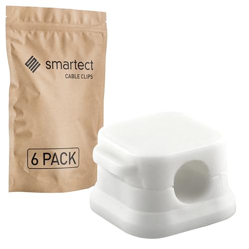 smartect Kabelhalter selbstklebend mit Magnetverschluss in Weiß [6 Stück] Kabelwandklemmen zum fixieren von USB-, Strom- und Ladekabeln, Kabelclips für Kabelmanagement am Schreibtisch von smartect